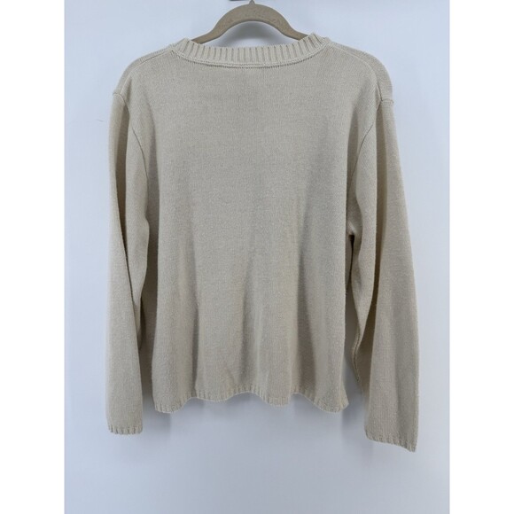 American Flag USA Made Women Knit Sweater Crewneck Cream Large Americana Classic - Picture 6 of 10